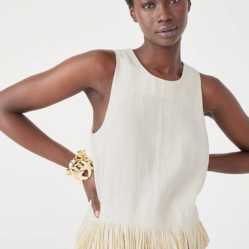 Cream Collection fringe trim tank top